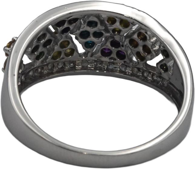 10k White Gold 0.70CT White and Multi-Color Diamond Cluster Ring Size 7.25