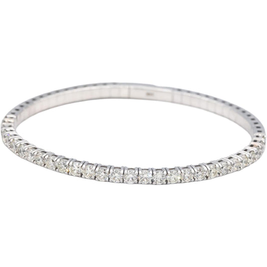 Diamond Round Cut 14k White Gold VS Semi-Flexible Bangle Bracelet 4.16CT