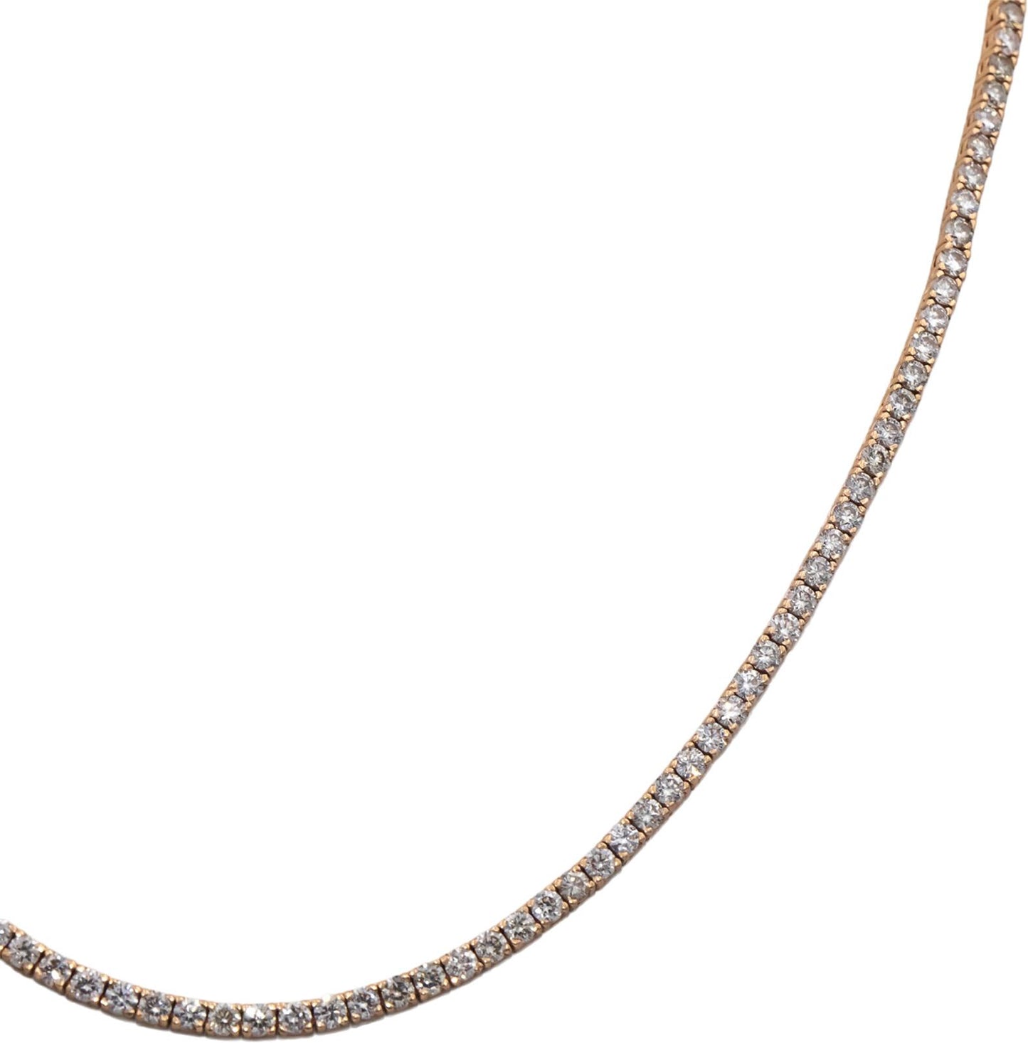 14k Rose Gold Round Diamond Tennis Necklace 17.75" Long 7.87CT