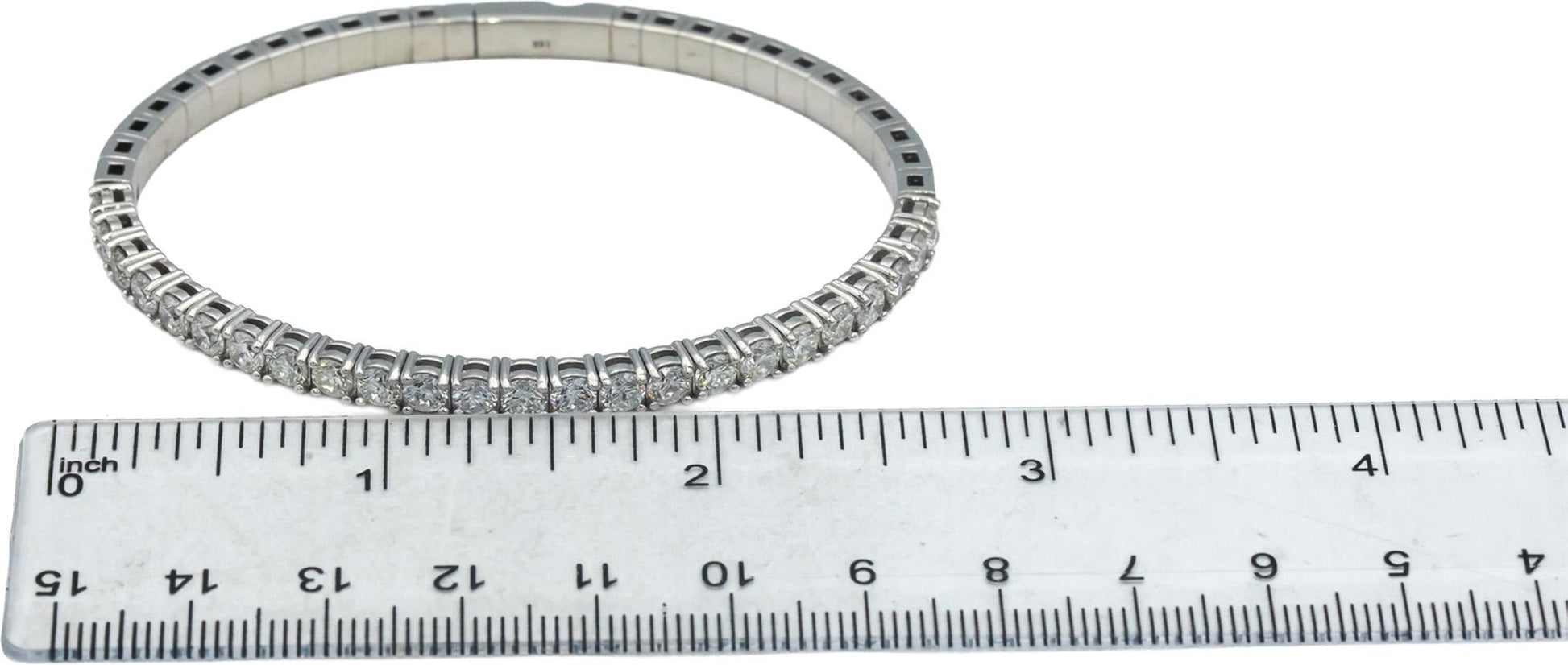 14k White Gold 5.05CT VS Round Cut Diamond Flexible Bangle Bracelet