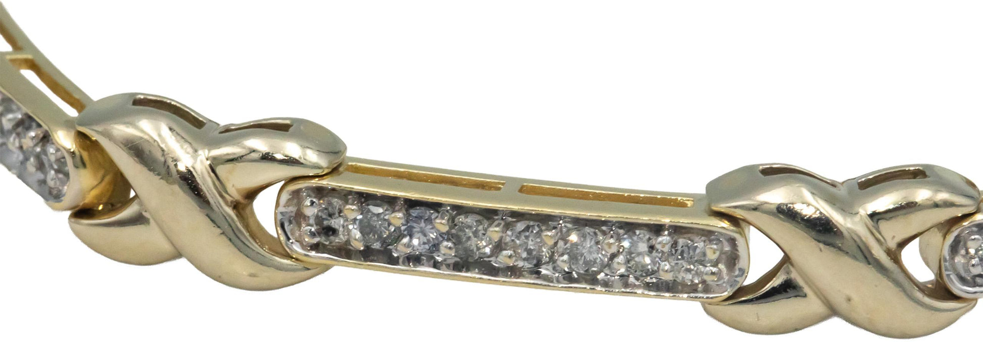 14k Yellow Gold 1.50CT Round Cut Diamond Fancy Link Tennis Bracelet