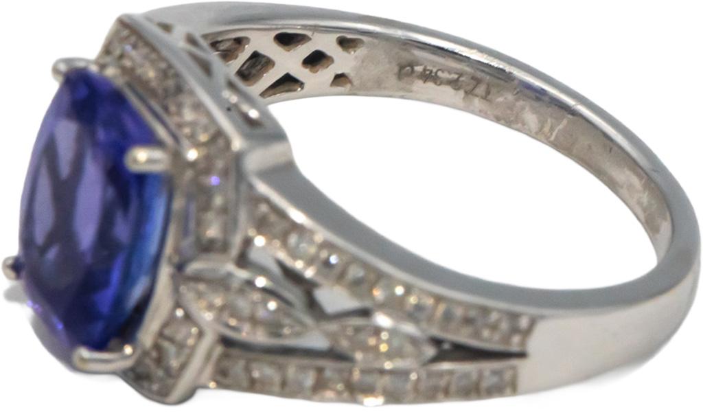 14k White Gold Jewelry 2.50CT VS Diamond and Tanzanite Ring Size 7