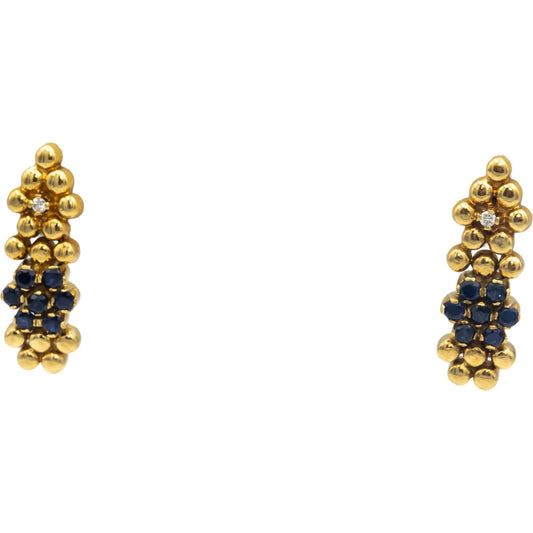 18k Yellow Gold 0.77CT Diamond and Sapphire Dangle Earrings