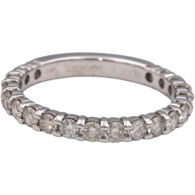 LENOOR 14k White Gold 1.0CT Round Cut Diamond Semi-Eternity Ring Size 7