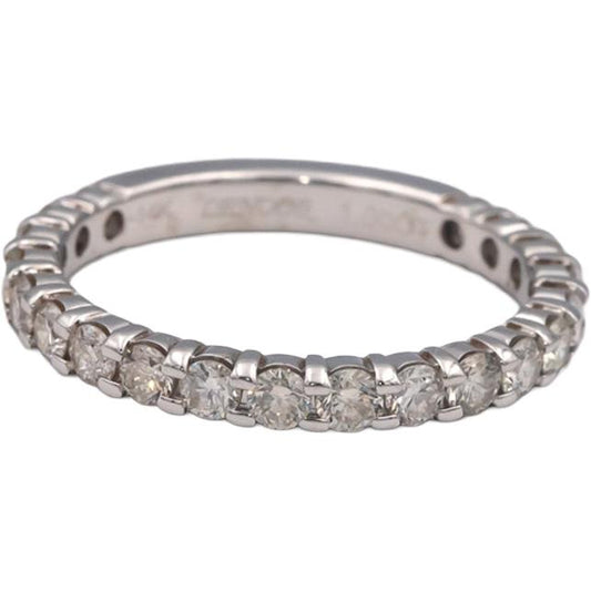 LENOOR 14k White Gold 1.0CT Round Cut Diamond Semi-Eternity Ring Size 7