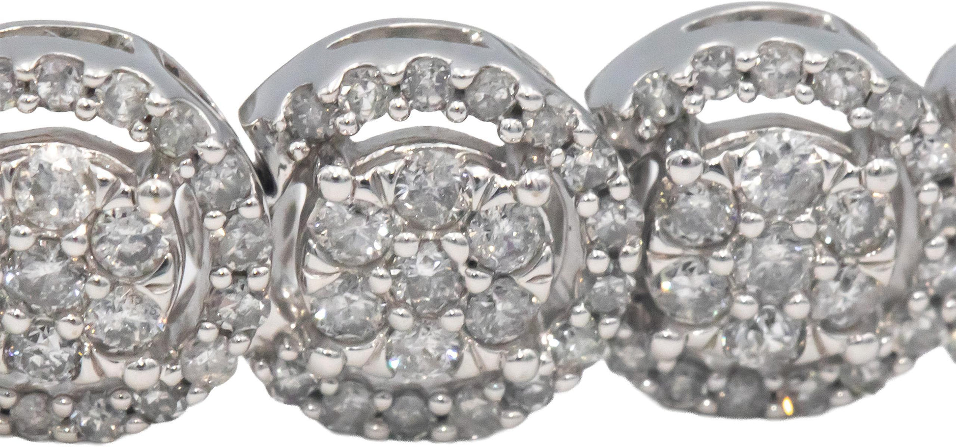 10k White Gold Jewelry 5.0CT Round Cut Diamond Cluster Fancy Link Bracelet