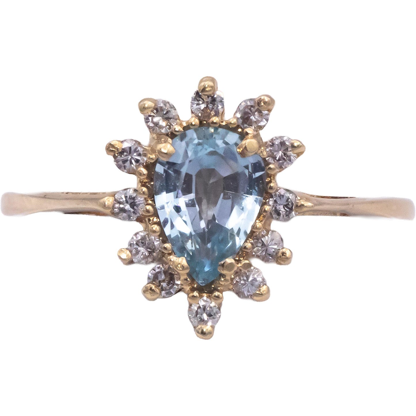 14k Yellow Gold Diamond and Topaz Halo Cocktail Ring 1.12CT Size 6.75