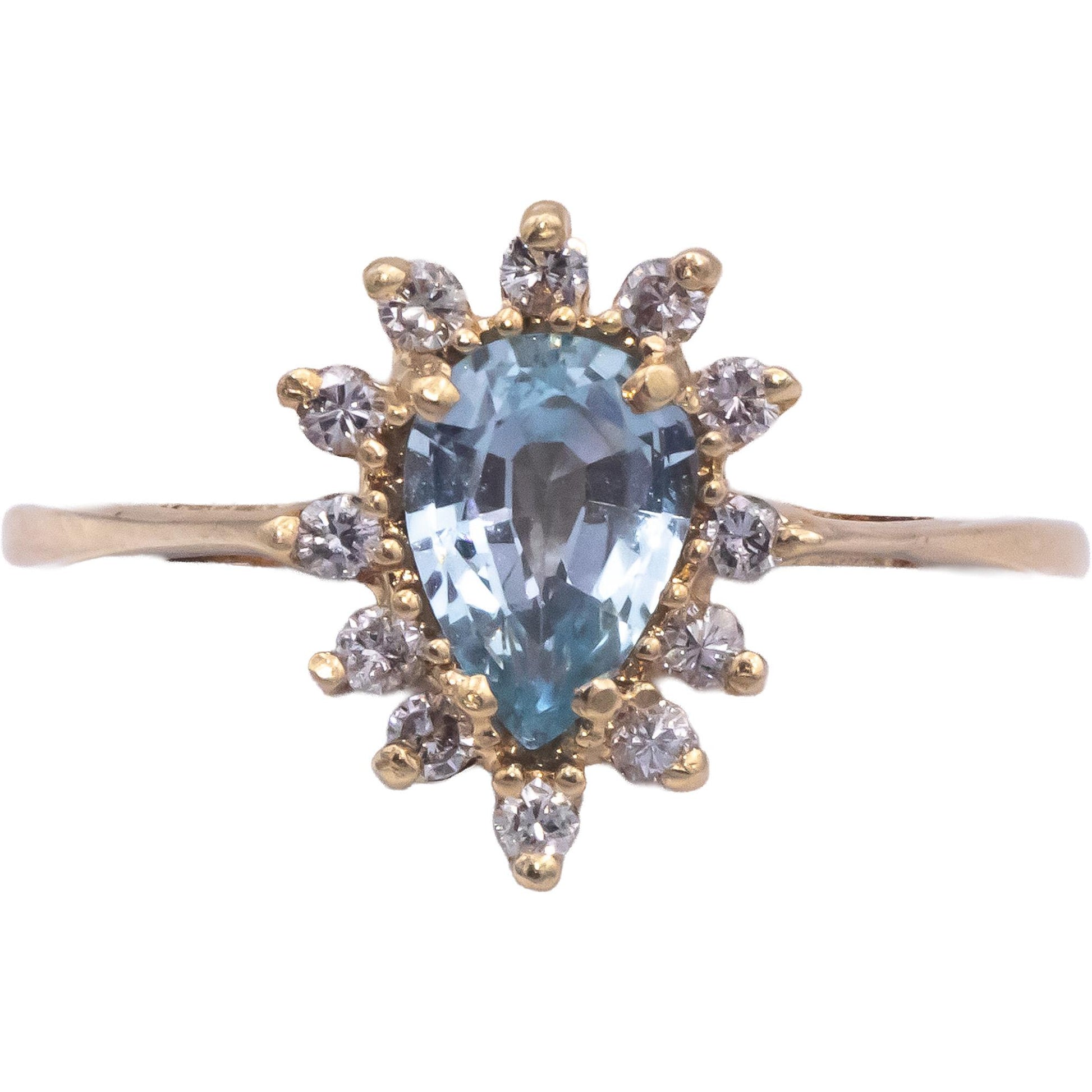 14k Yellow Gold Diamond and Topaz Halo Cocktail Ring 1.12CT Size 6.75