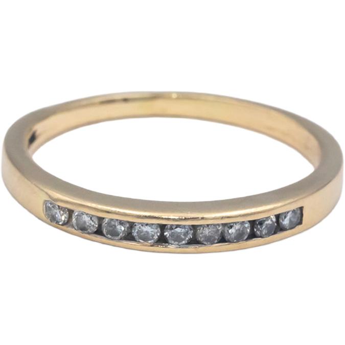 14k Yellow Gold 0.18CT Round Cut Diamond Band Ring Size 8