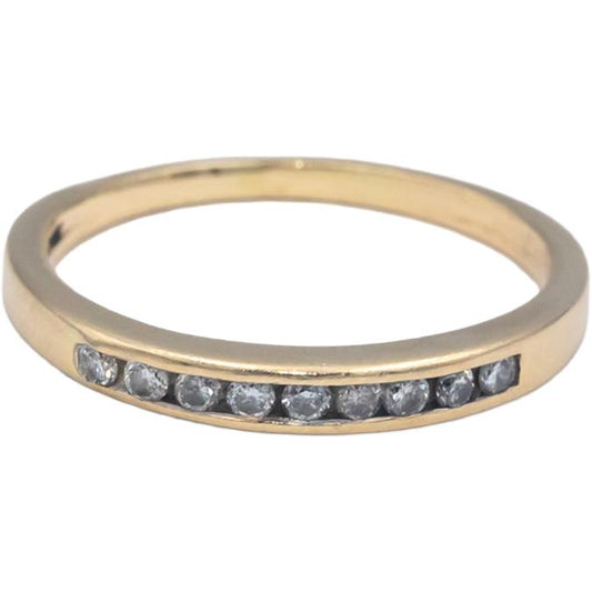14k Yellow Gold 0.18CT Round Cut Diamond Band Ring Size 8