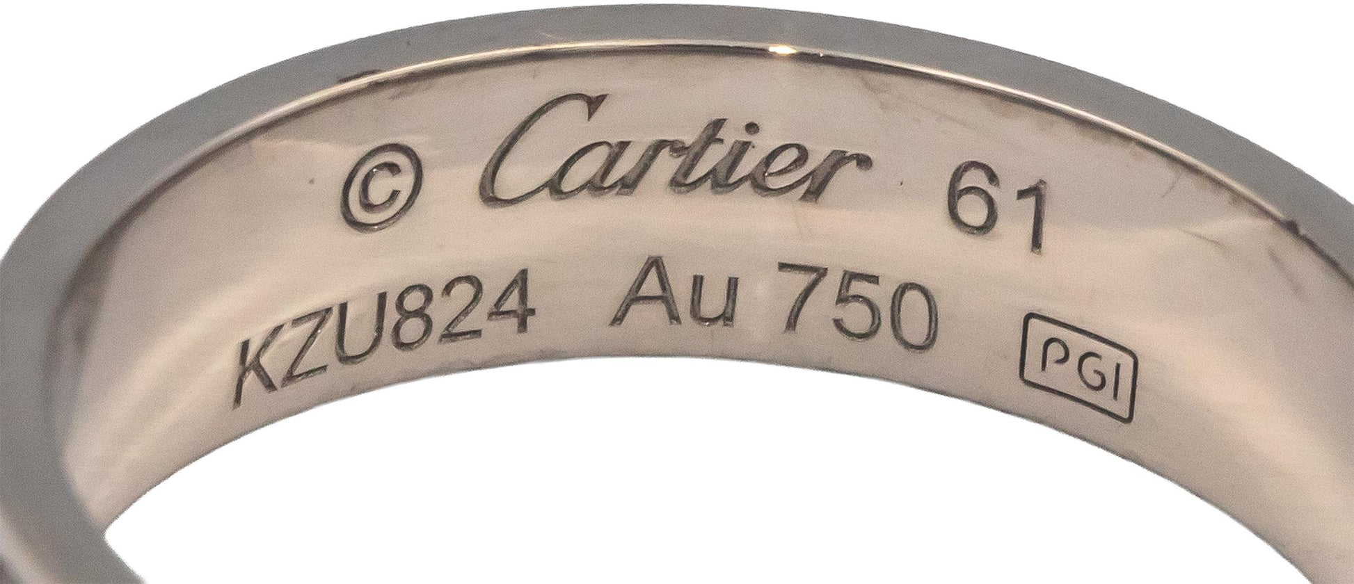 CARTIER 18k White Gold Love Screw Motif Band Ring 5.5mm Wide Size 9.5 Euro 61