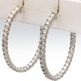 18k White Gold VS Round Diamond Oval Hoop Inside Out Earrings 5.78CT