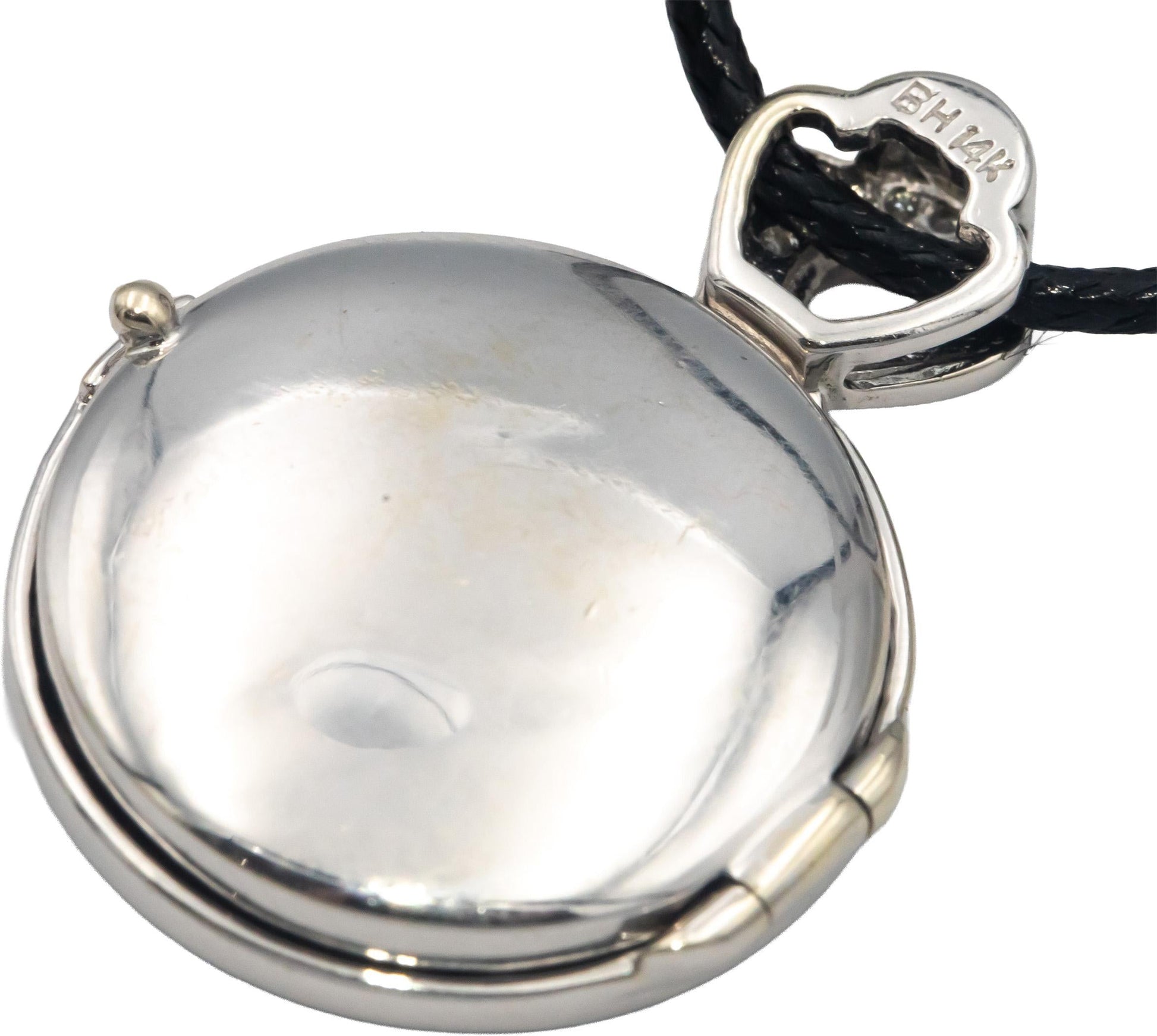 14k White Gold 0.50CT Diamond and Ruby Illusion Setting Locket Pendant Necklace