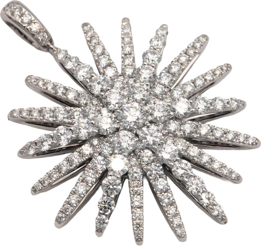 DAVID YURMAN 18k White Gold VS Diamond Starburst Pendant $12,800 Retail 3.43CT