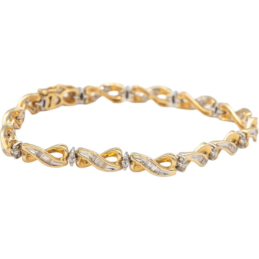 14k Yellow & White Gold 2.0CT Round and Baguette Diamond Fancy Bracelet