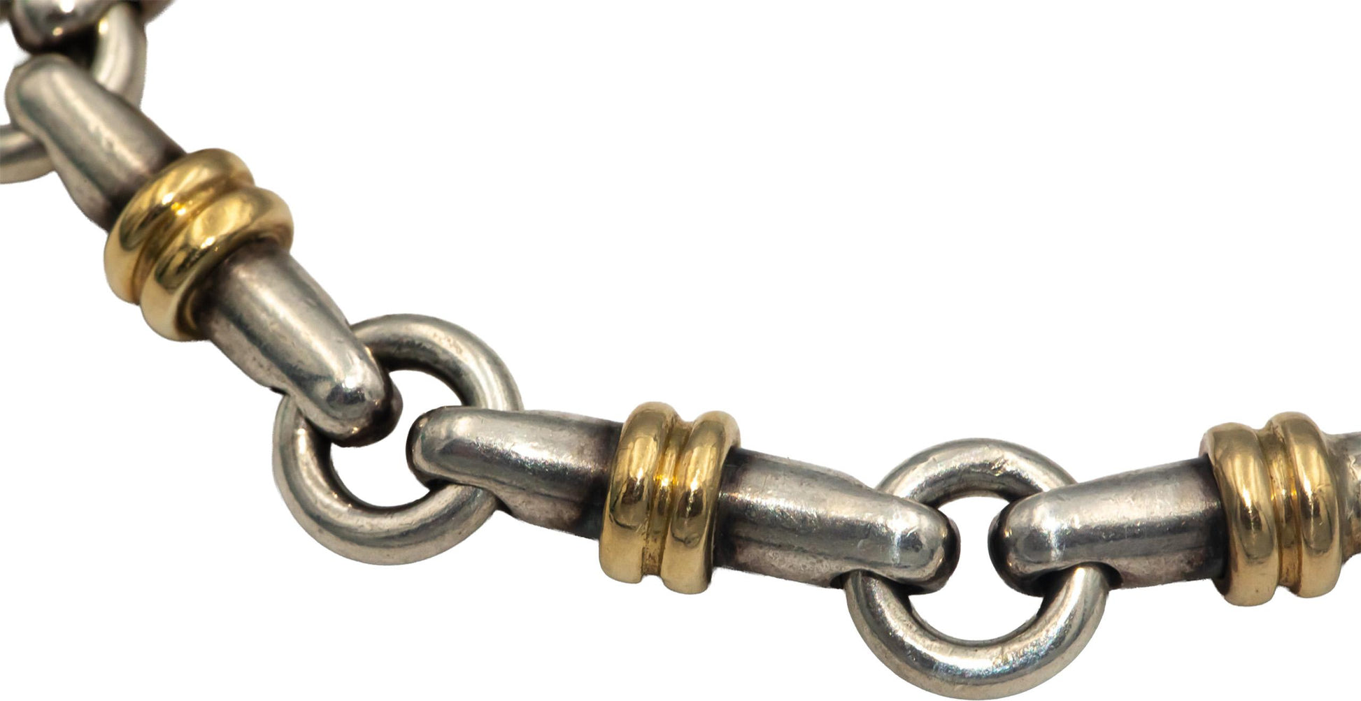 TIFFANY & CO. Sterling Silver 18k Gold Bridle Link Bracelet w/ Pouch