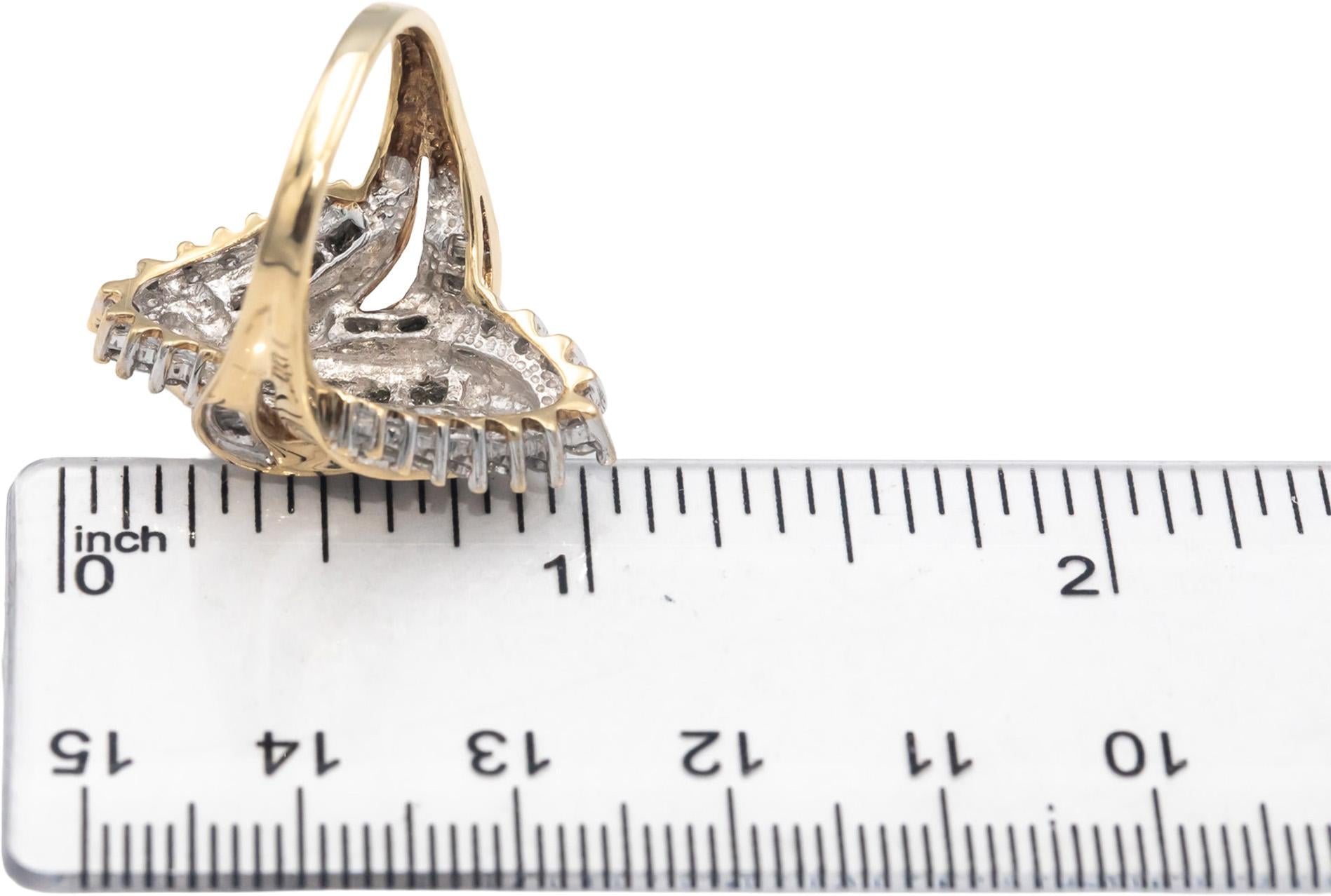 Diamond 10k Yellow & White Gold Cocktail Ring 0.50CT Size 7.5