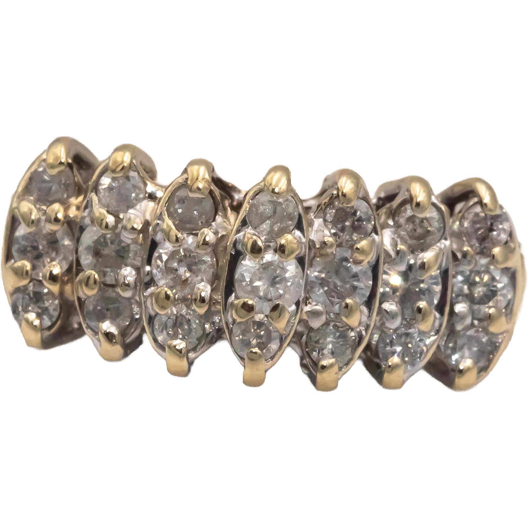 Diamond Round Cut 10k Yellow Gold Cocktail Ring 0.50CT Size 9.5