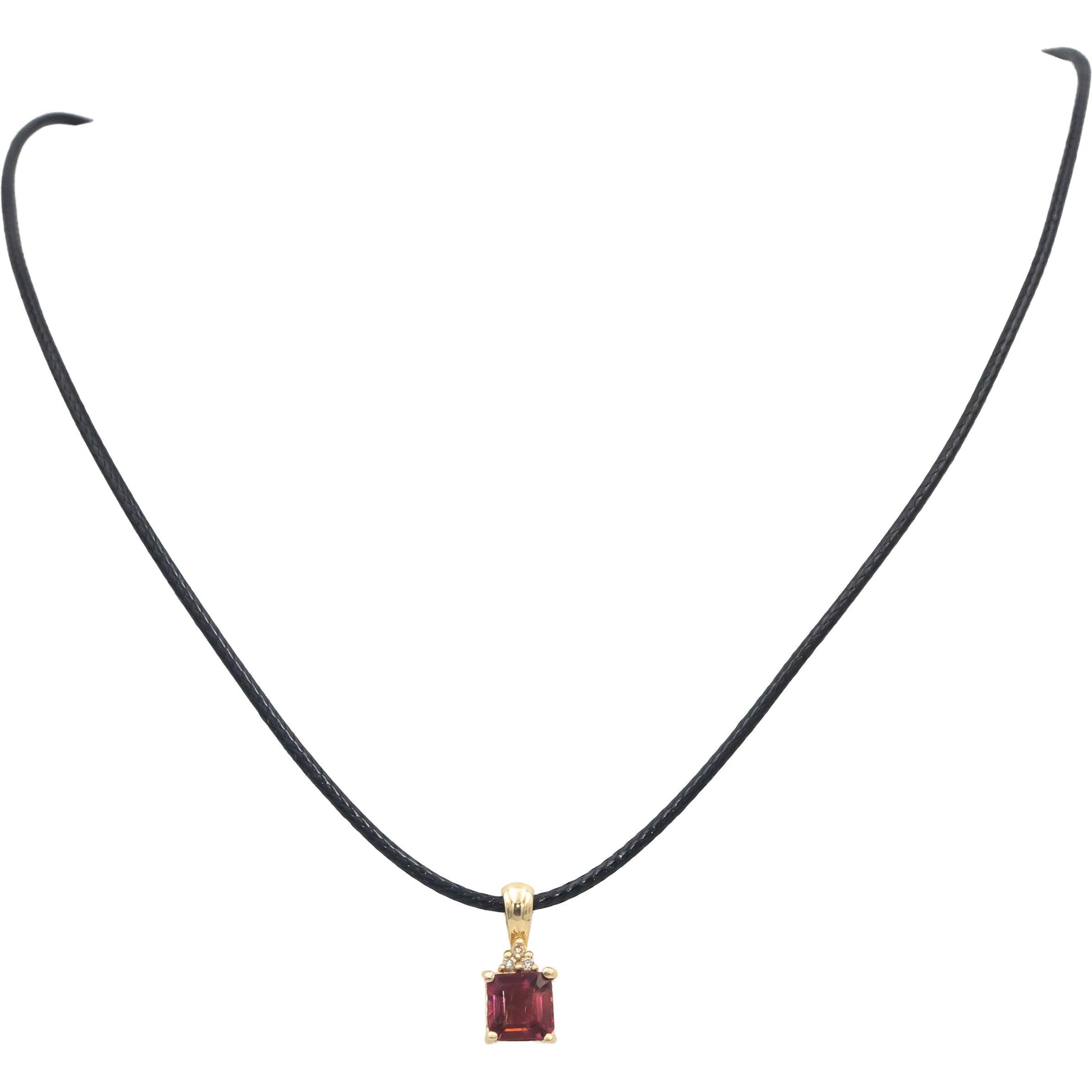 14k Yellow Gold Diamond and Pink Tourmaline Pendant Necklace 1.80CT