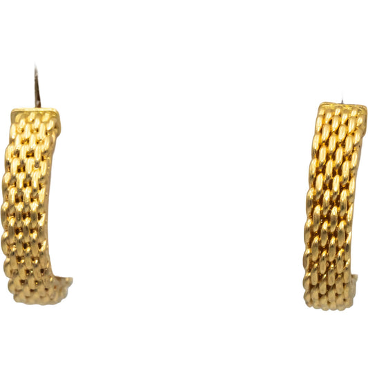 TIFFANY & CO. 18k Yellow Gold Jewelry Somerset Collection Mesh Hoop Earrings