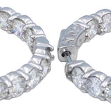 14k White Gold Lab Grown Round Diamond Inside Out Hoop Earrings 9.0CT