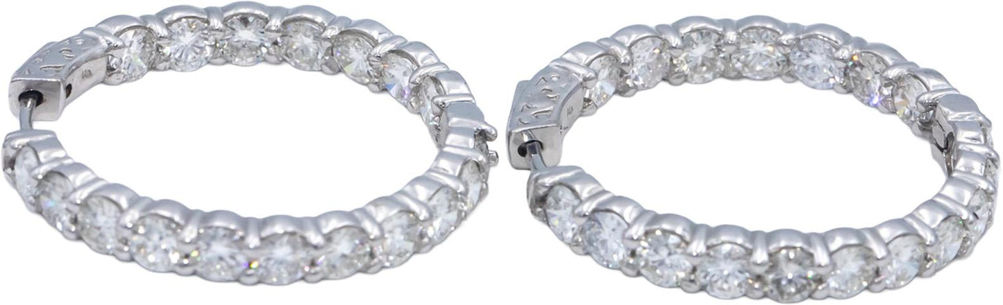 14k White Gold Lab Grown Round Diamond Inside Out Hoop Earrings 9.0CT