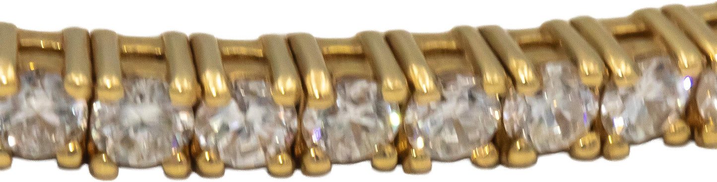 14k Yellow Gold VS Round Diamond Semi-Flexible Bangle Bracelet 3.90CT