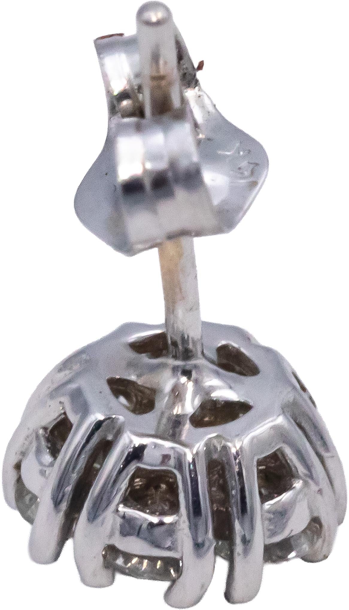 14k White Gold Round Diamond Halo Stud Earrings 0.82CT w/ 0.58CT Centers