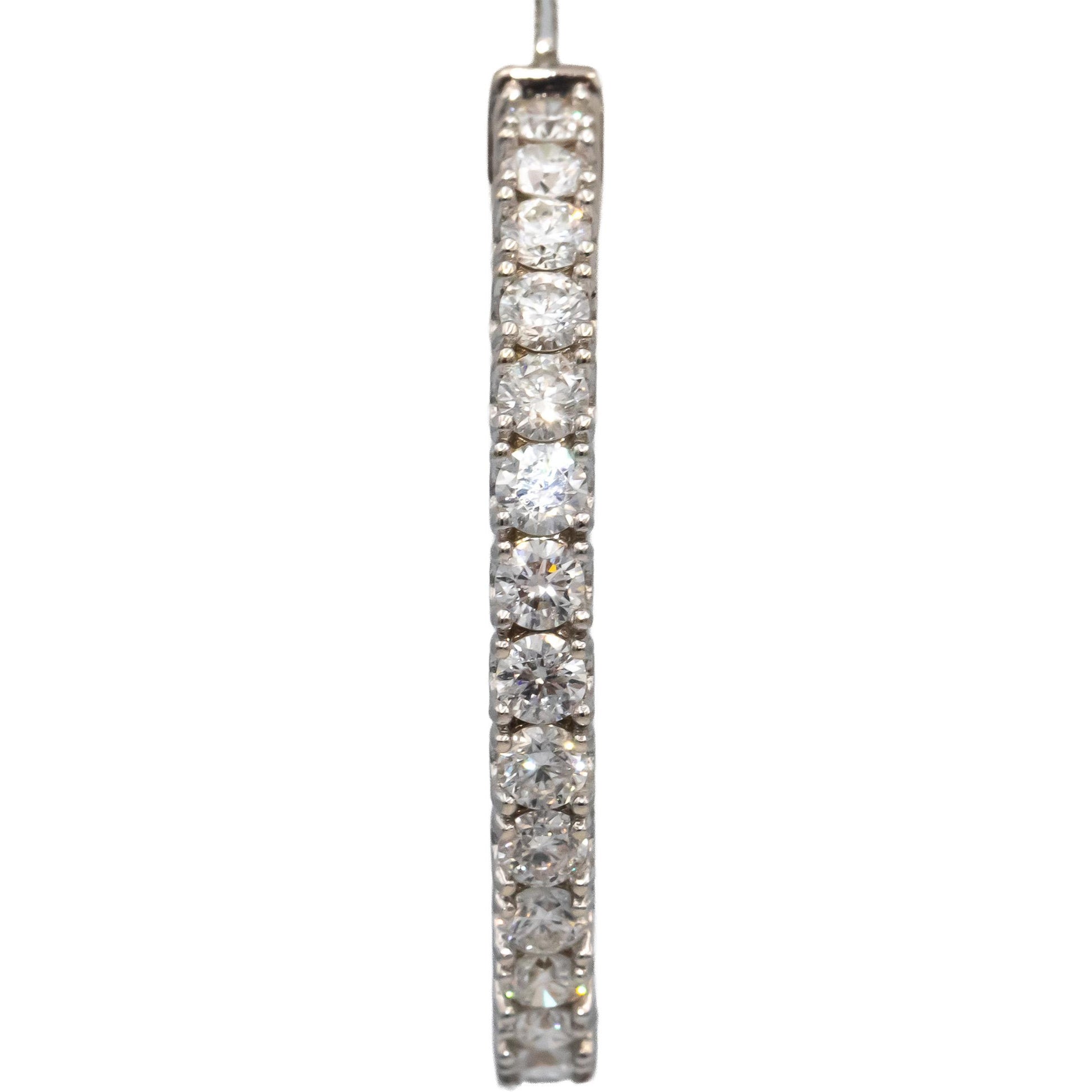 14k White Gold VS Round Diamond Inside Out Circle Hoop Earrings 5.40CT