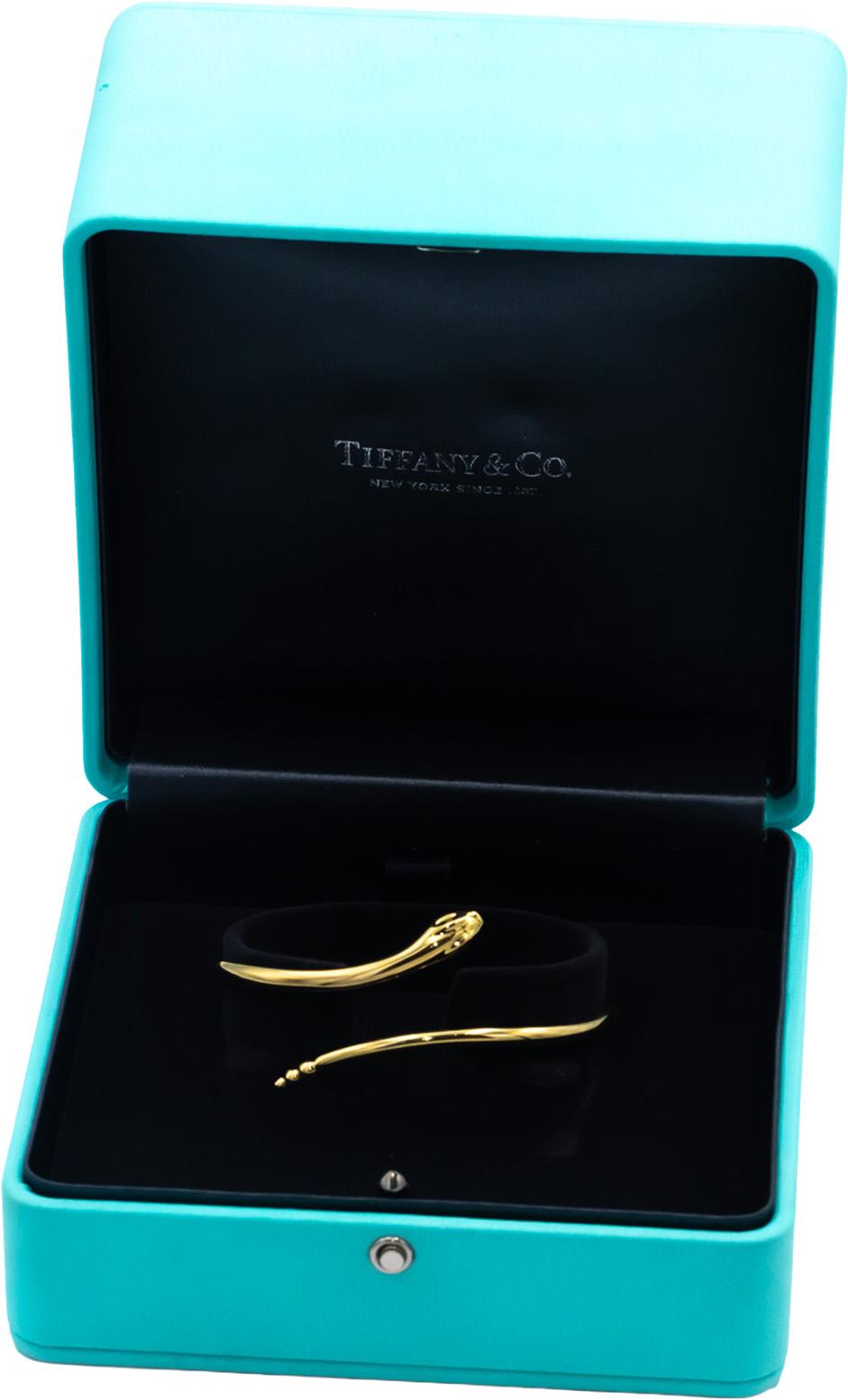 TIFFANY & CO. 18k Yellow Gold Elsa Peretti Snake Bangle Bracelet $7900 Retail