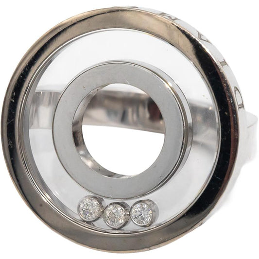 CHOPARD 18k White Gold Happy Diamond Ring 0.17CT Size 54 w/ Papers