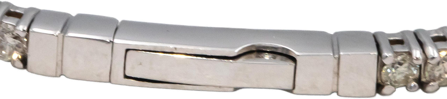 18k White Gold Round Diamond Flexible Bangle Bracelet 2.33CT