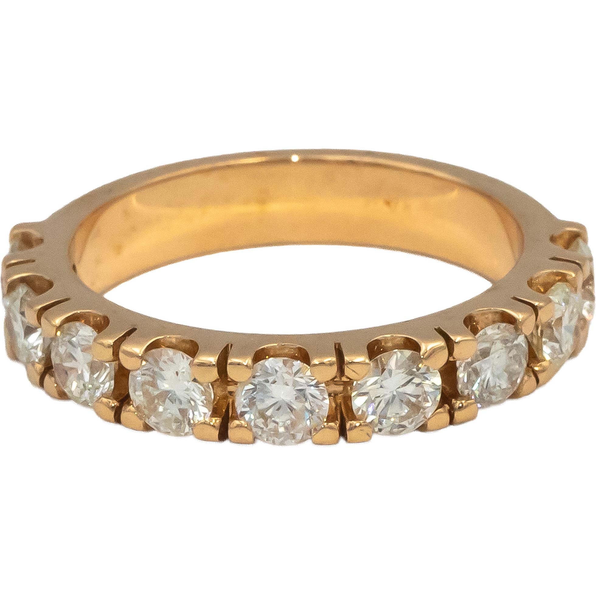 18k Rose Gold VS Round Diamond Half Eternity Band Ring 1.85CT Size 7.75