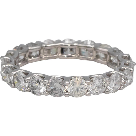 14k White Gold Round Diamond Eternity Band Ring 3.21CT Size 7.5