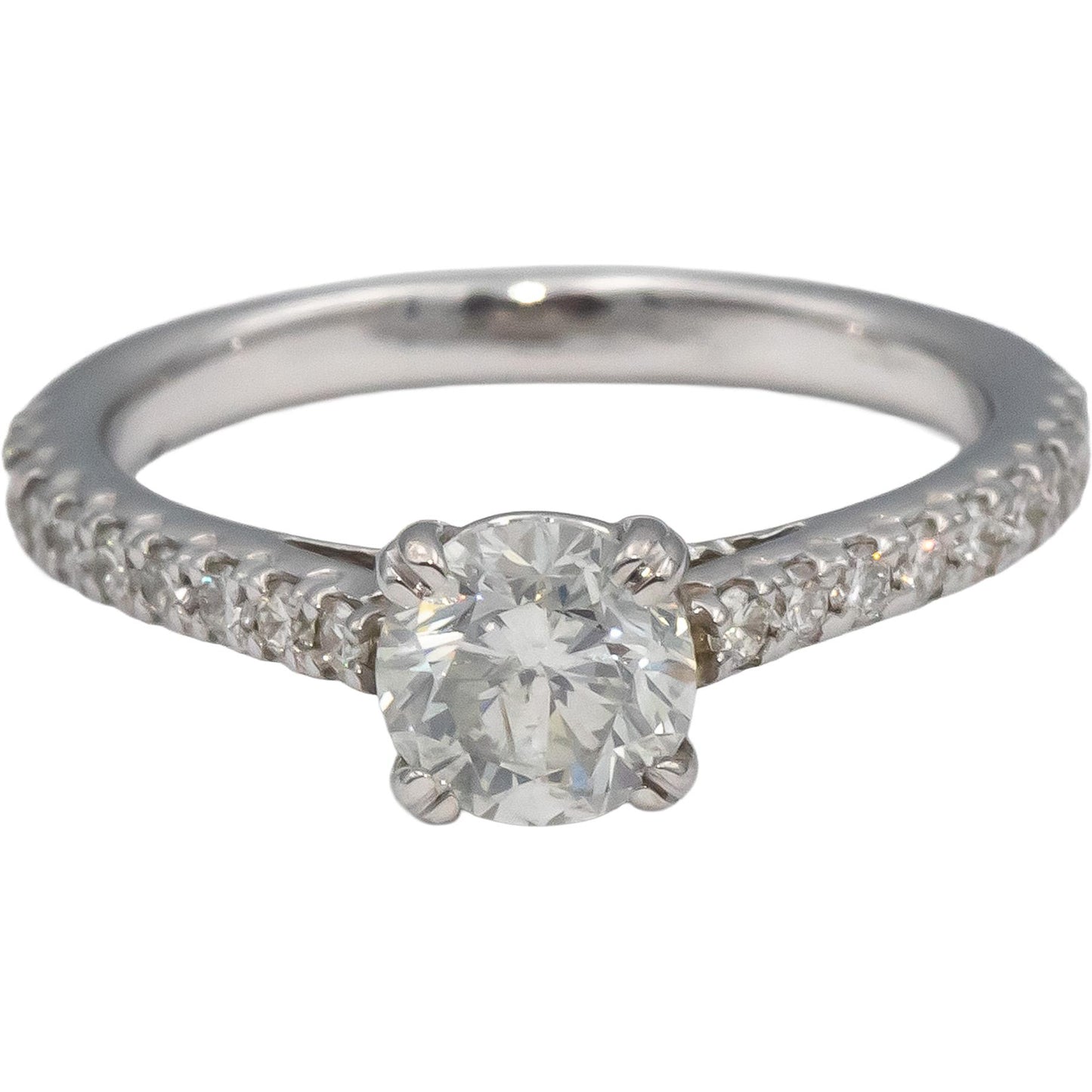 14k White Gold Round Diamond Engagement Ring 1.15CT w/ 0.90CT Center Size 6.25