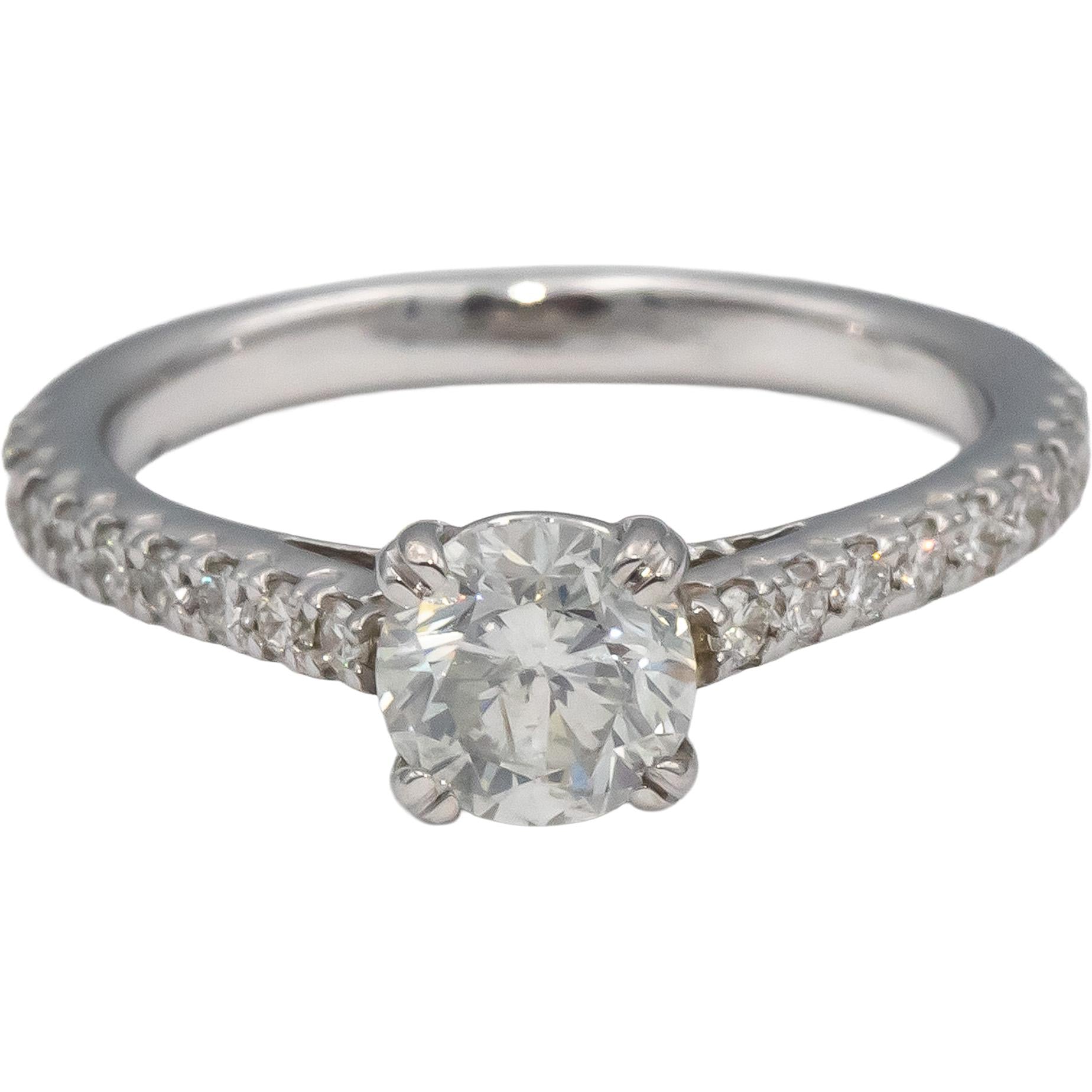 14k White Gold Round Diamond Engagement Ring 1.15CT w/ 0.90CT Center Size 6.25