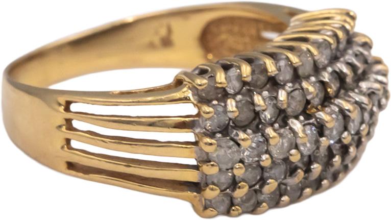 14k Yellow Gold Round Diamond Cluster Cocktail Ring 1.0CT Size 7