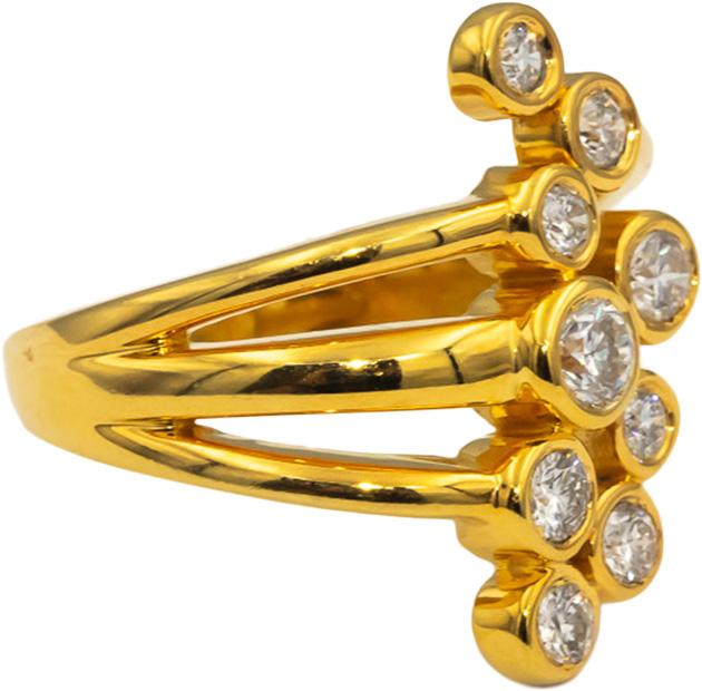 14k Yellow Gold Round Bezel Set Diamond Cocktail Ring 0.82CT Size 9