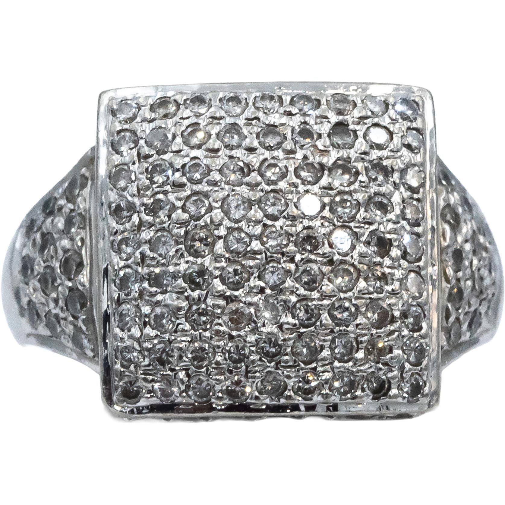 14k White Gold Round Diamond Cluster Cocktail Ring 0.55CT Size 6