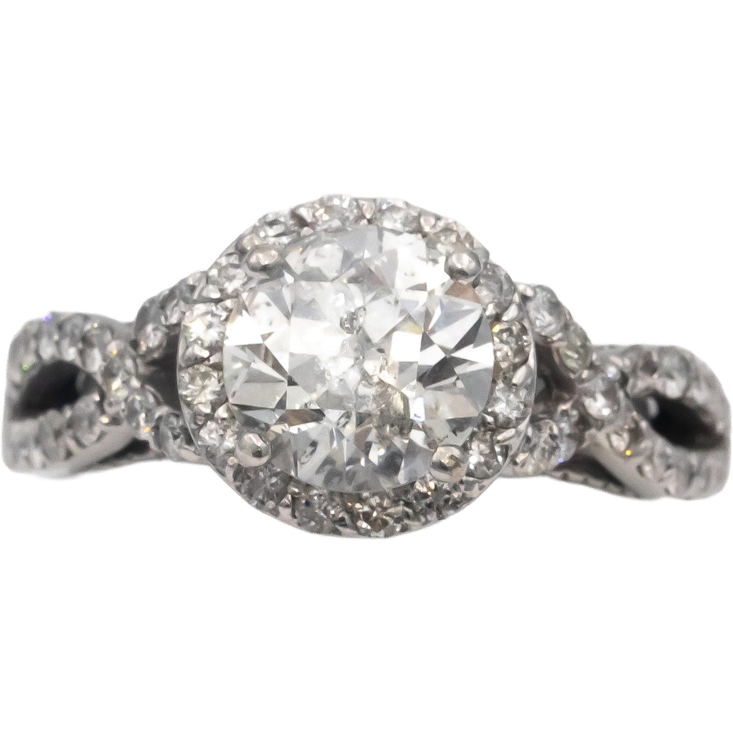 14k White Gold Old European Diamond Engagement Ring 2.68CT w/ 1.93CT Center