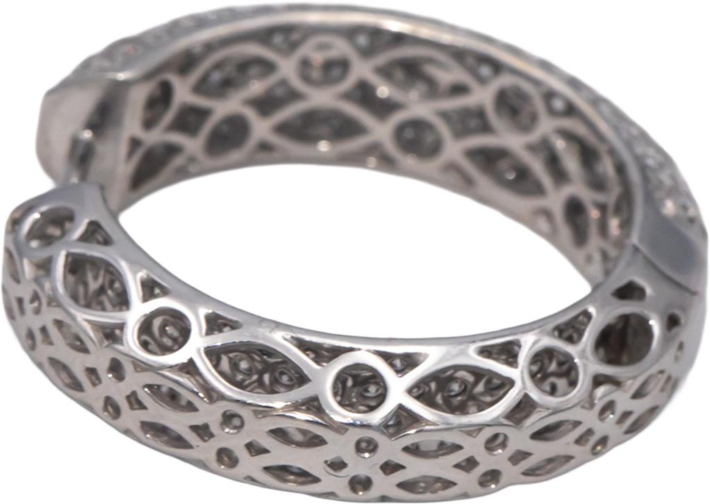 18k White Gold VS Round Diamond Inside Out Cluster Hoop Earrings 9.50CTW