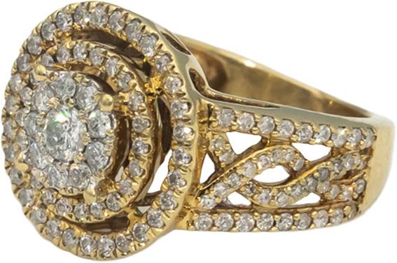 10k Yellow Gold Round Diamond Cluster Cocktail Ring 1.0CT Size 5