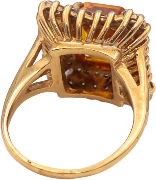 14k Yellow Gold Orange Sapphire & Diamond Cocktail Ring 5.50CT Size 7.5