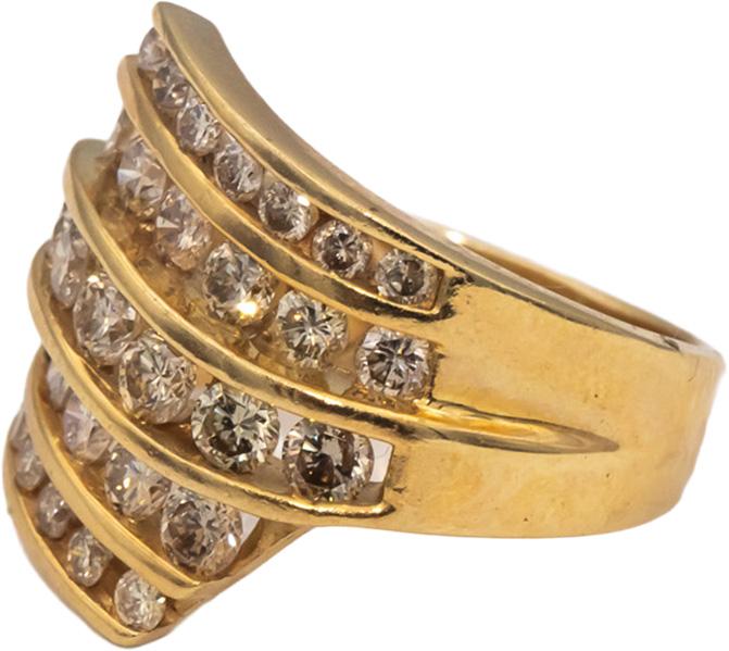 14k Yellow Gold Round Channel Set Diamond Cocktail Ring 1.75CT Size 7