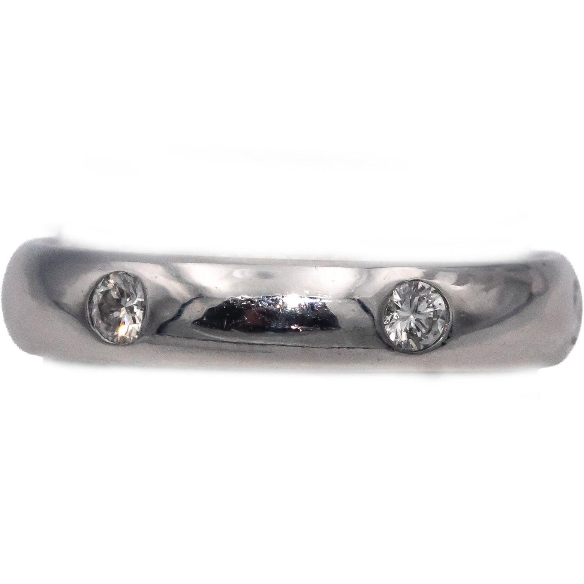 CARTIER 18k White Gold VS Round Diamond Stella Band Ring .25CT Size 6 Euro 52