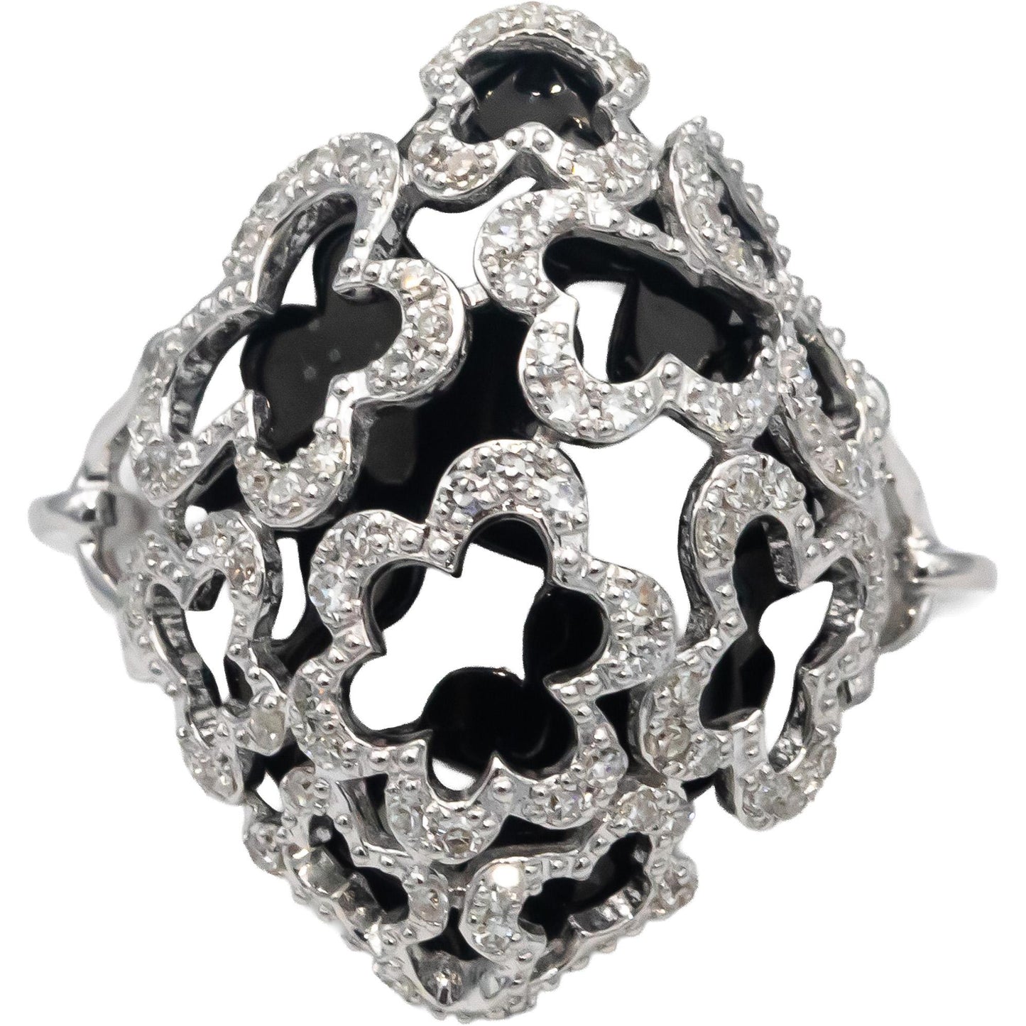 14k White Gold Round Diamond Openwork Cocktail Ring 0.20CT Size 6.5