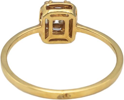 18k Yellow Gold VS Round & Emerald Cut Diamond Ring 0.18CT Size 7.25