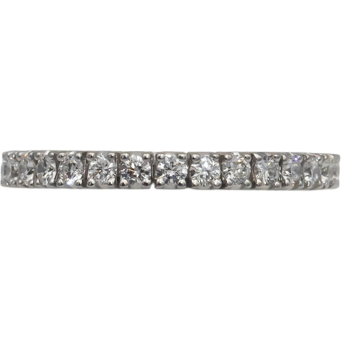 ODELIA 18k White Gold Round Diamond Semi-Eternity Band Ring 0.75CT Size 7