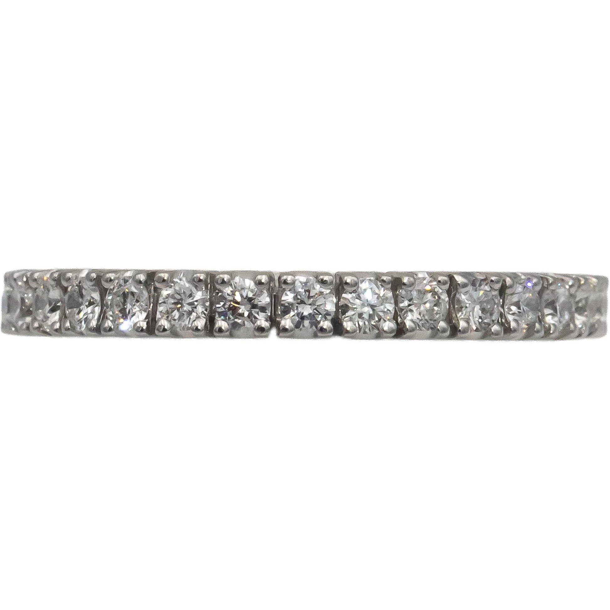 ODELIA 18k White Gold Round Diamond Semi-Eternity Band Ring 0.75CT Size 7