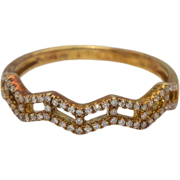 18k Yellow Gold VS Round Diamond Zig Zag Band Ring 0.15CT Size 7